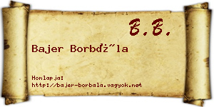 Bajer Borbála névjegykártya